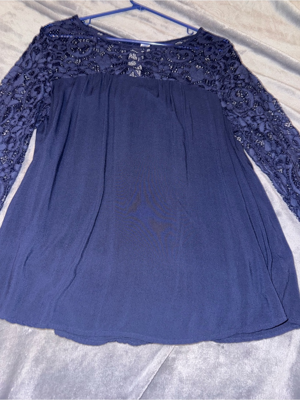 Old Navy Lace Yoke Peasant Blouse L Navy